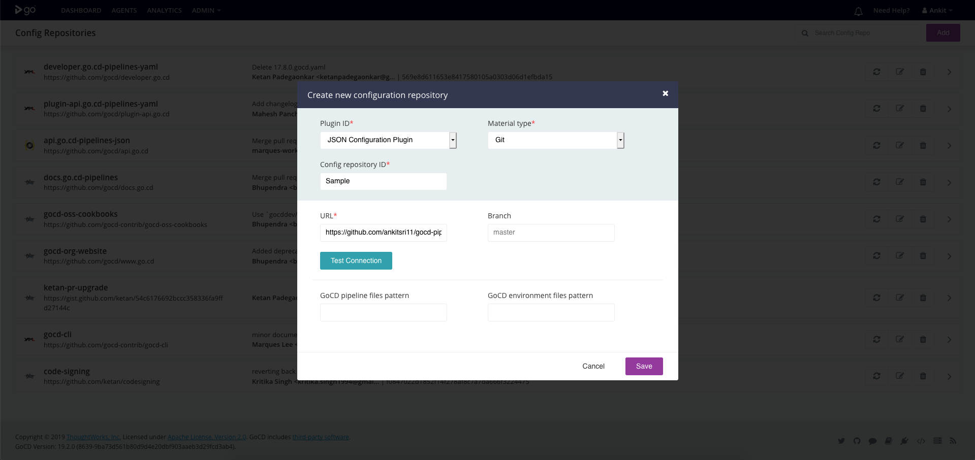 Config repo json