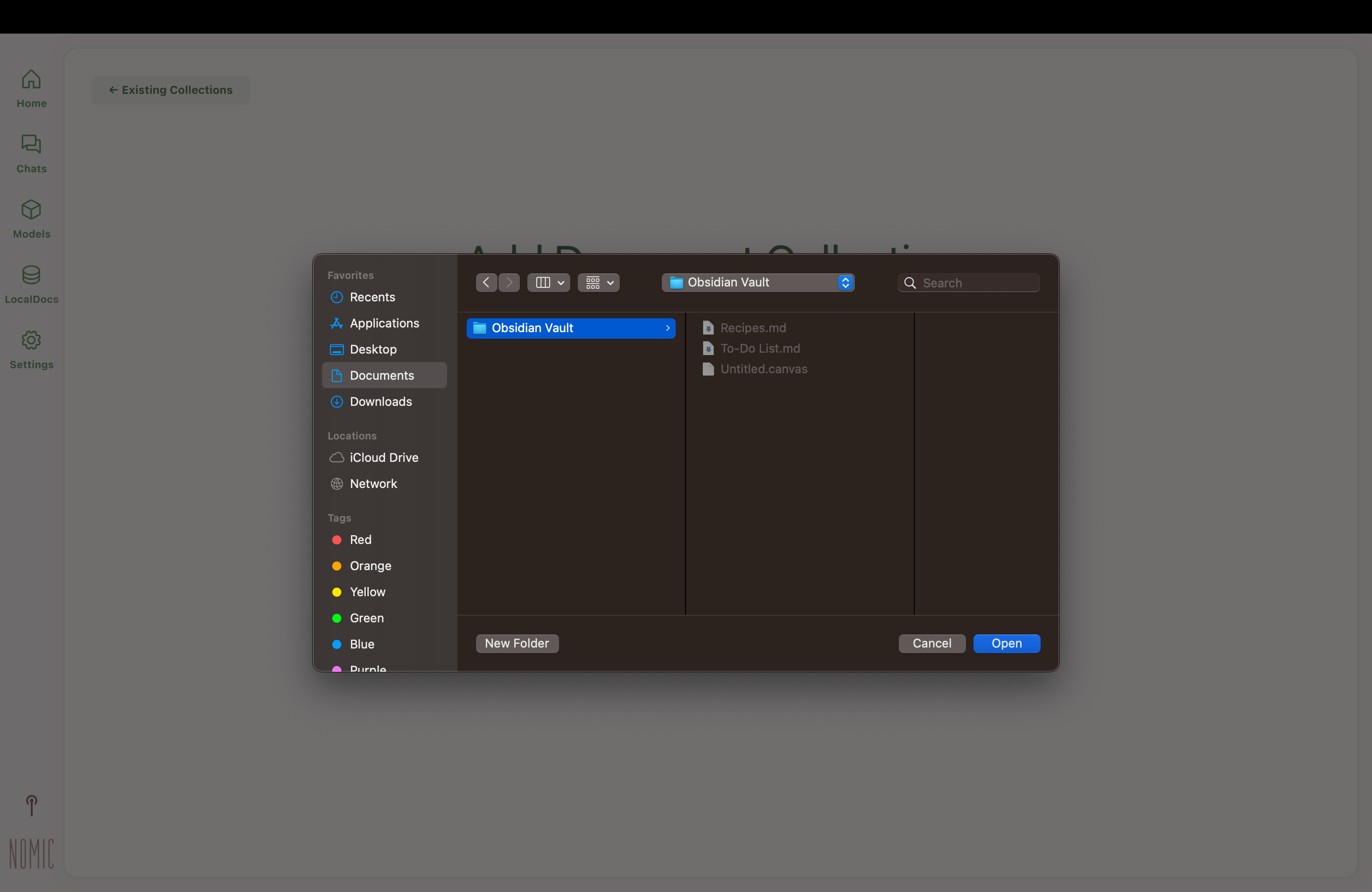 Screenshot of adding collection