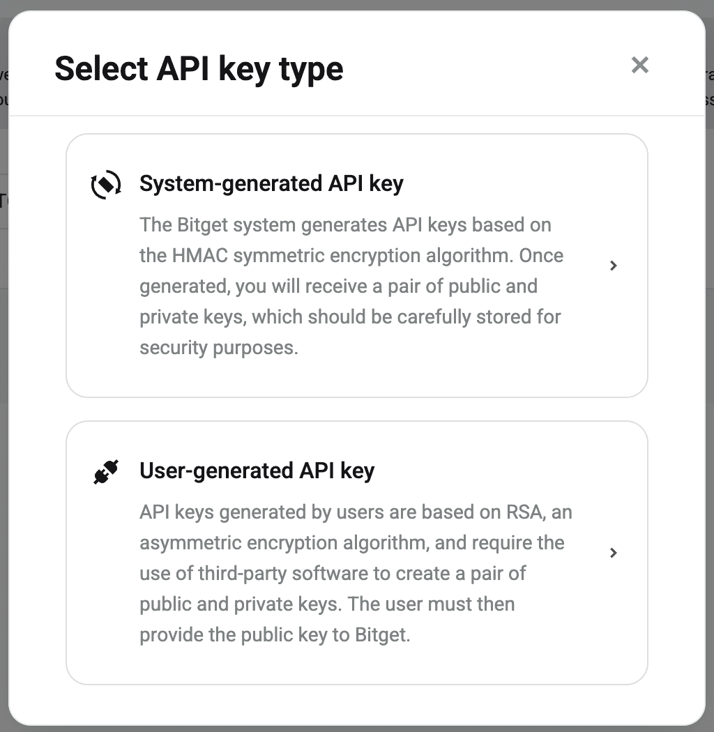 Select API key type
